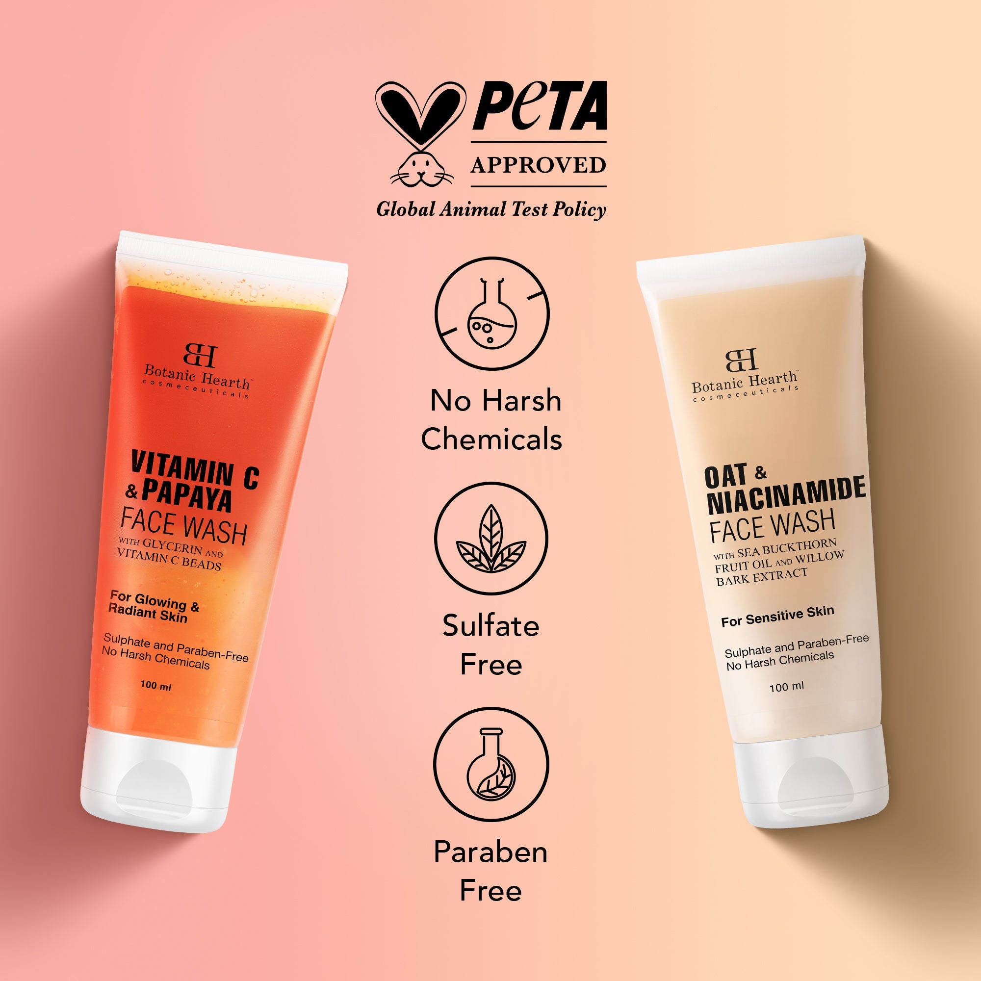 Botanic Hearth Papaya & Vitamin C with Oat & Niacinamide Face Wash Set of 2, 100 ml Each - Distacart