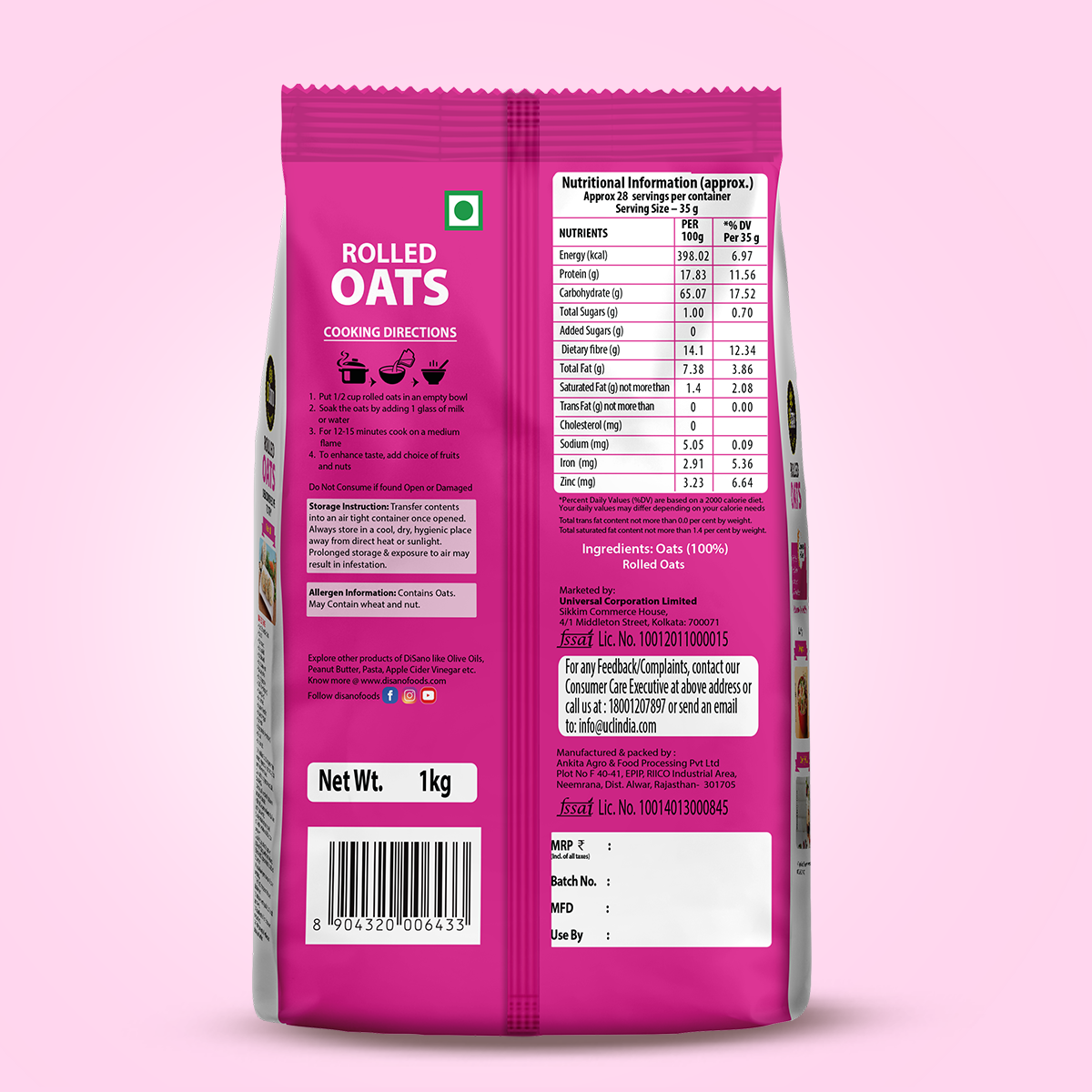 disano rolled oats 1kg