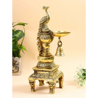 CraftVatika Brass Peacock Decorative Diya For Decoration - Dista
