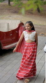 Thumbnail for Aastha Fashion Off White Faux Georgette Digital Printed Lehenga with Thread Embroidery & Sequence Choli for Kids - Distacart