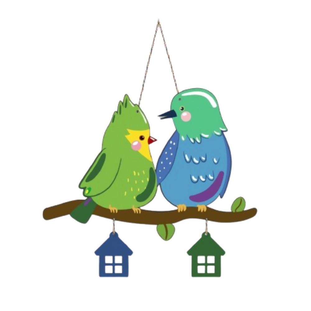 Artvibes Cute Pair of Birds Decorative MDF Wooden Wall Art for Home - Dista