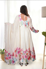 Thumbnail for Joban Fashion Cream Kurta Set Organza Sequin Embroidery Work - Distacart