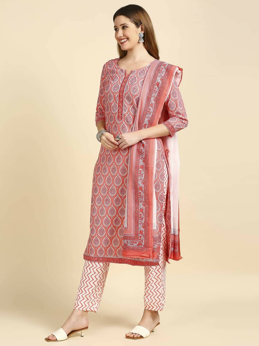 Anubhutee Women's Rayon Regular Printed Pink Kurta Set - Distacart