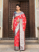 Thumbnail for Astita Red Silk Saree