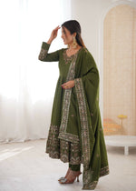 Thumbnail for Teeya Creation Green Roman Silk Embroidery Work Party Wear Long Gown - Distacart