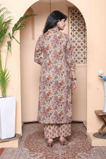 Thumbnail for Miravan Womens Pure Cotton Straight Floral Printed Kurta With Palazzo-Multicolor - Distacart