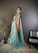 Thumbnail for Joban Fashion Multi-Color Floral Digital Print Soft Lichi Silk Paithani Saree - Distacart