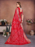 Thumbnail for Aastha Fashion Red Pure Dola Silk Handmade Original Bandhej Saree - Distacart