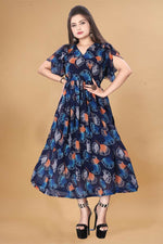 Thumbnail for Preksha Creation New Georgette Floral Print Black New Women Gown - Distacart