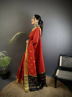 Thumbnail for Joban Fashion Red Bhagalpuri Cotton Silk Stripes/Box Saree