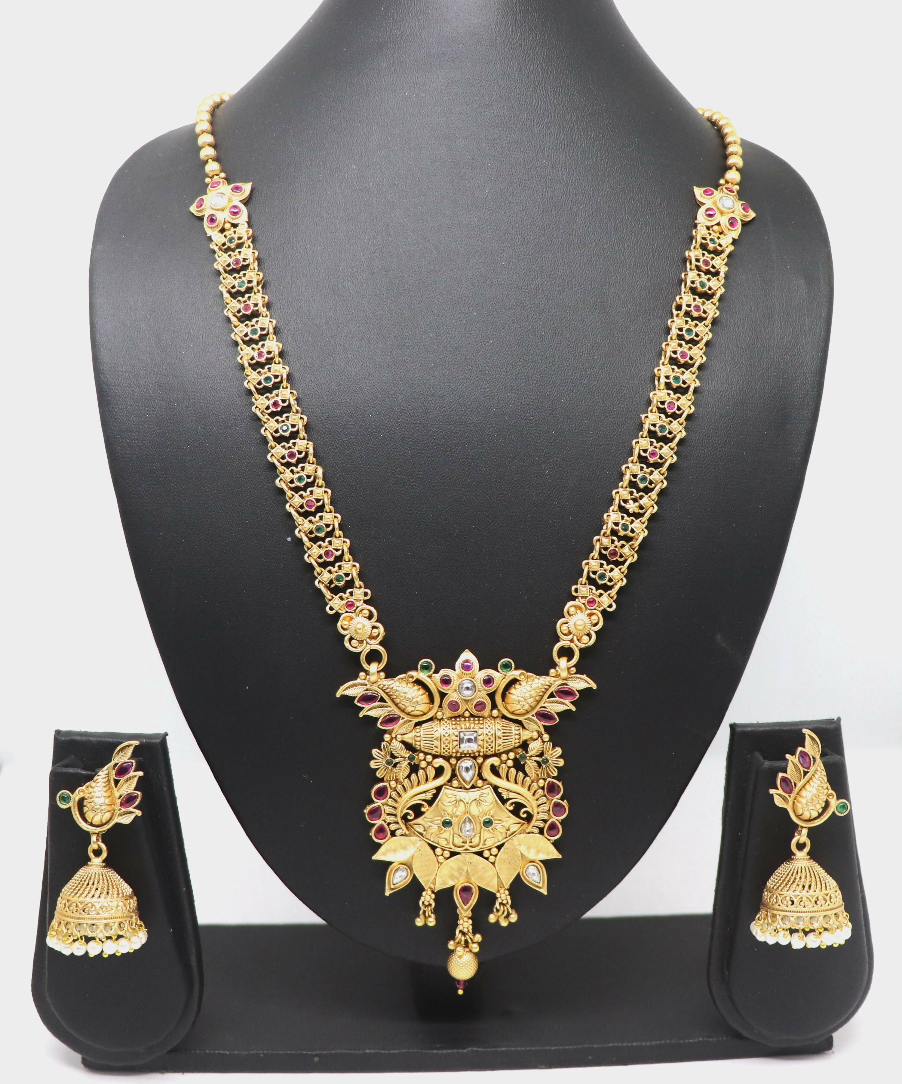 Joban Fashion Pure Brass With Rajwadi Polish Necklace Set - Dista