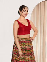 Thumbnail for Joban Fashion Red Mulberry Silk Padded Blouse With Round Neck Sleeveless - Distacart