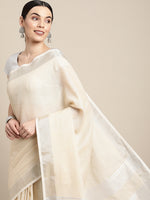 Thumbnail for Anaita Off White Linen Saree With Blouse - Distacart