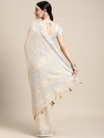 Thumbnail for Anaita Off White Linen Saree With Blouse - Distacart