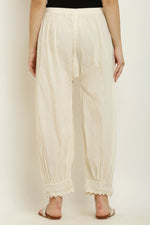 Thumbnail for PAVONINE Off-White Color Afghani Style Lace Hem Cotton Fabric Palazzo For Women - Distacart