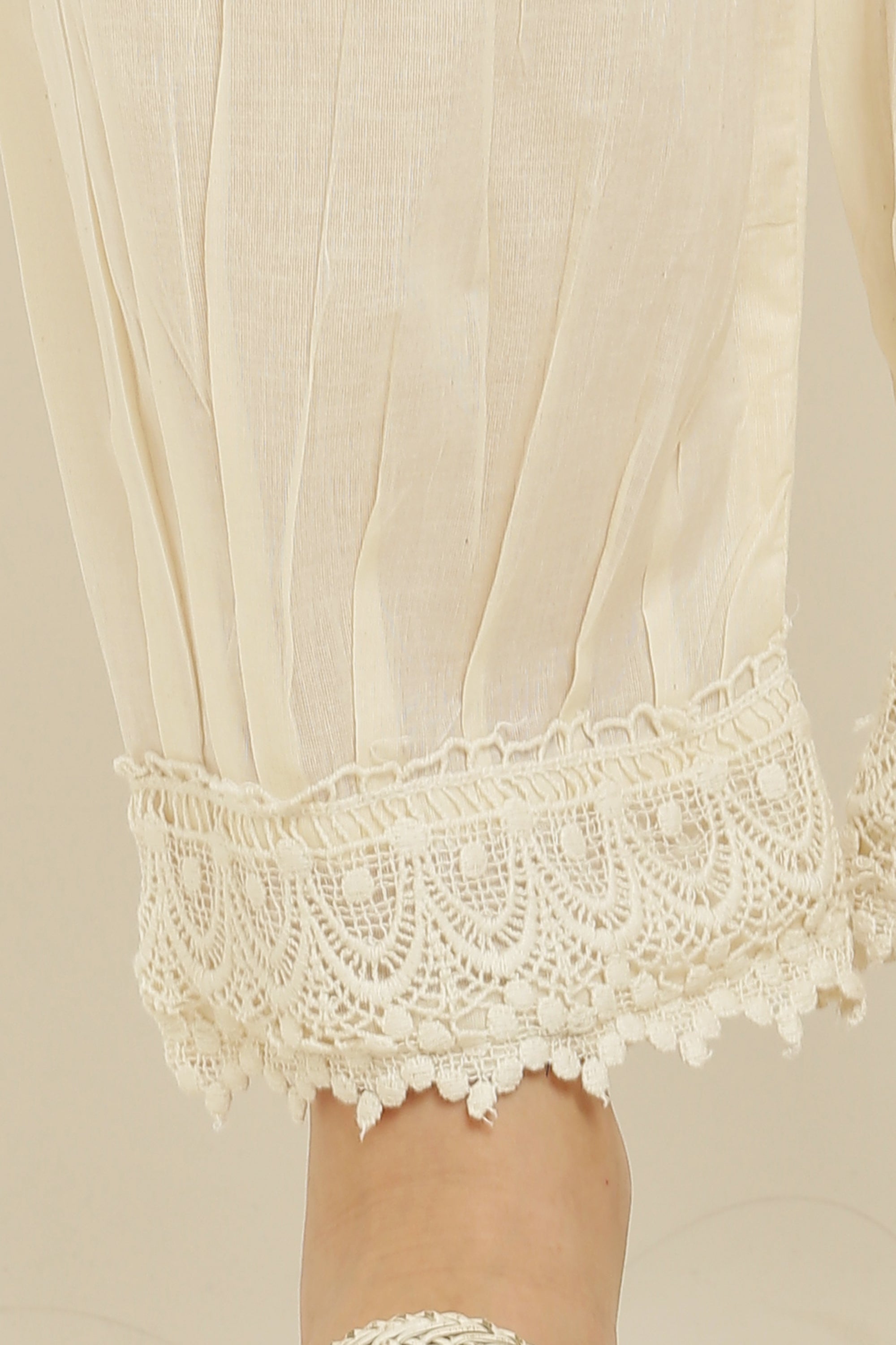 PAVONINE Off-White Color Afghani Style Lace Hem Cotton Fabric Palazzo For Women - Distacart