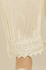 Thumbnail for PAVONINE Off-White Color Afghani Style Lace Hem Cotton Fabric Palazzo For Women - Distacart