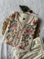 Thumbnail for Lorenvalley Fashion Offwhite Pure Khadi Cotton Embroidery with Sequence Work Kurta Pant