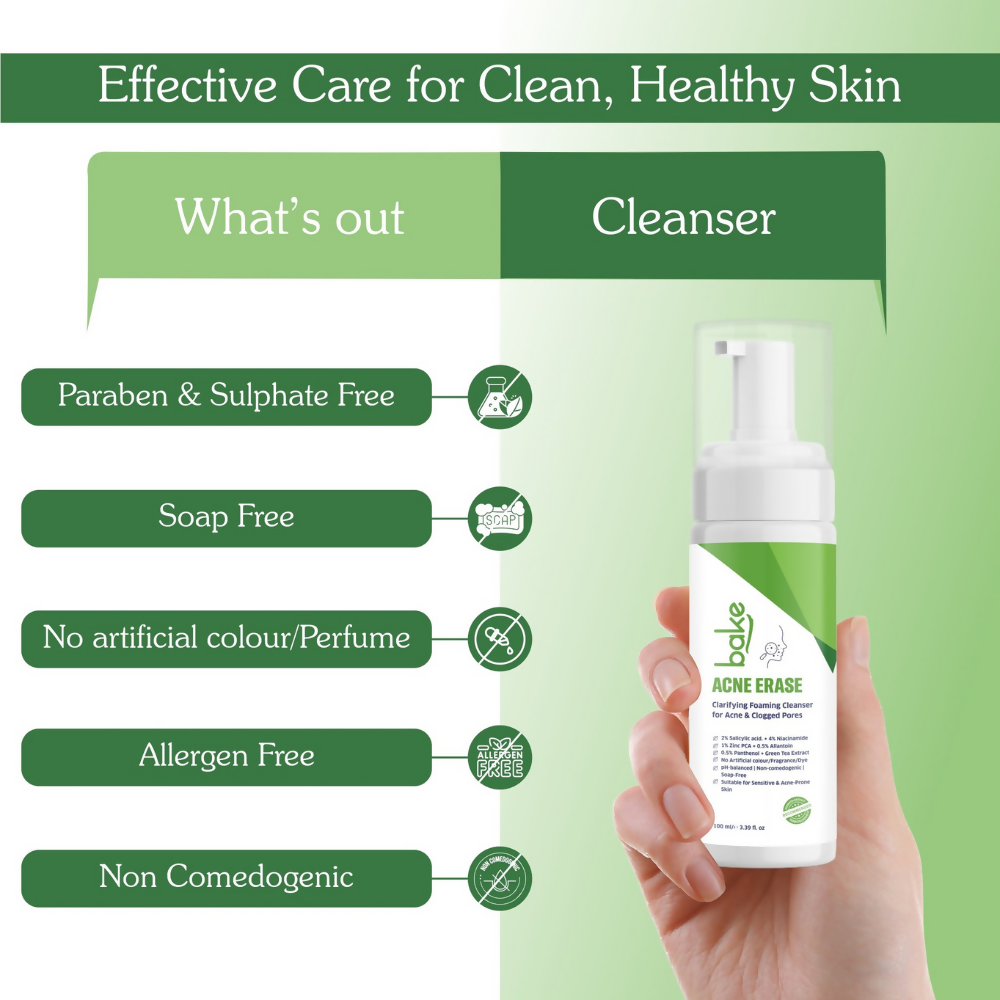 Bake Acne Erase Foaming Face Wash - Distacart