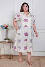 Thumbnail for Miravan Plus Size Womens Flex Cotton Short Sleeve Off White Animal Print A-Line Maxi Dress - Distacart