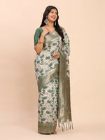 Thumbnail for Astita Linen Cotton Green Saree