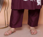 Thumbnail for Miravan Womens Plus Size Wine Floral Kurta With Palazzo And Dupatta Set - Distacart