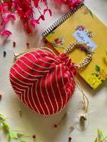 Thumbnail for Joban Fashion Pearl Hand Work Potli Bag - Red