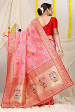 Thumbnail for Jyoti Fashion Women's Baby Pink Patola Silk Zari Woven Saree with Blouse - Distacart