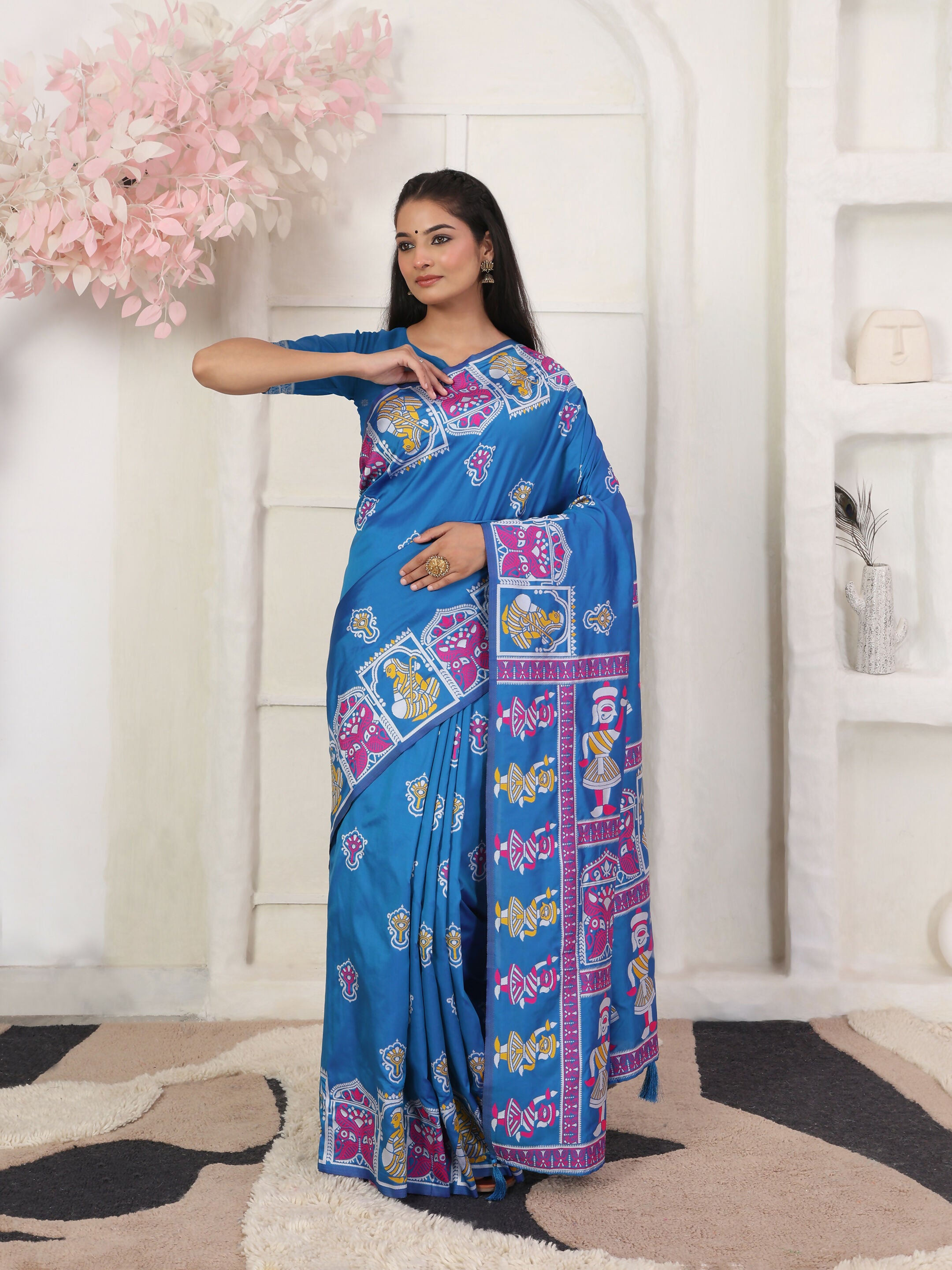 Astita Silk Blend Blue Saree