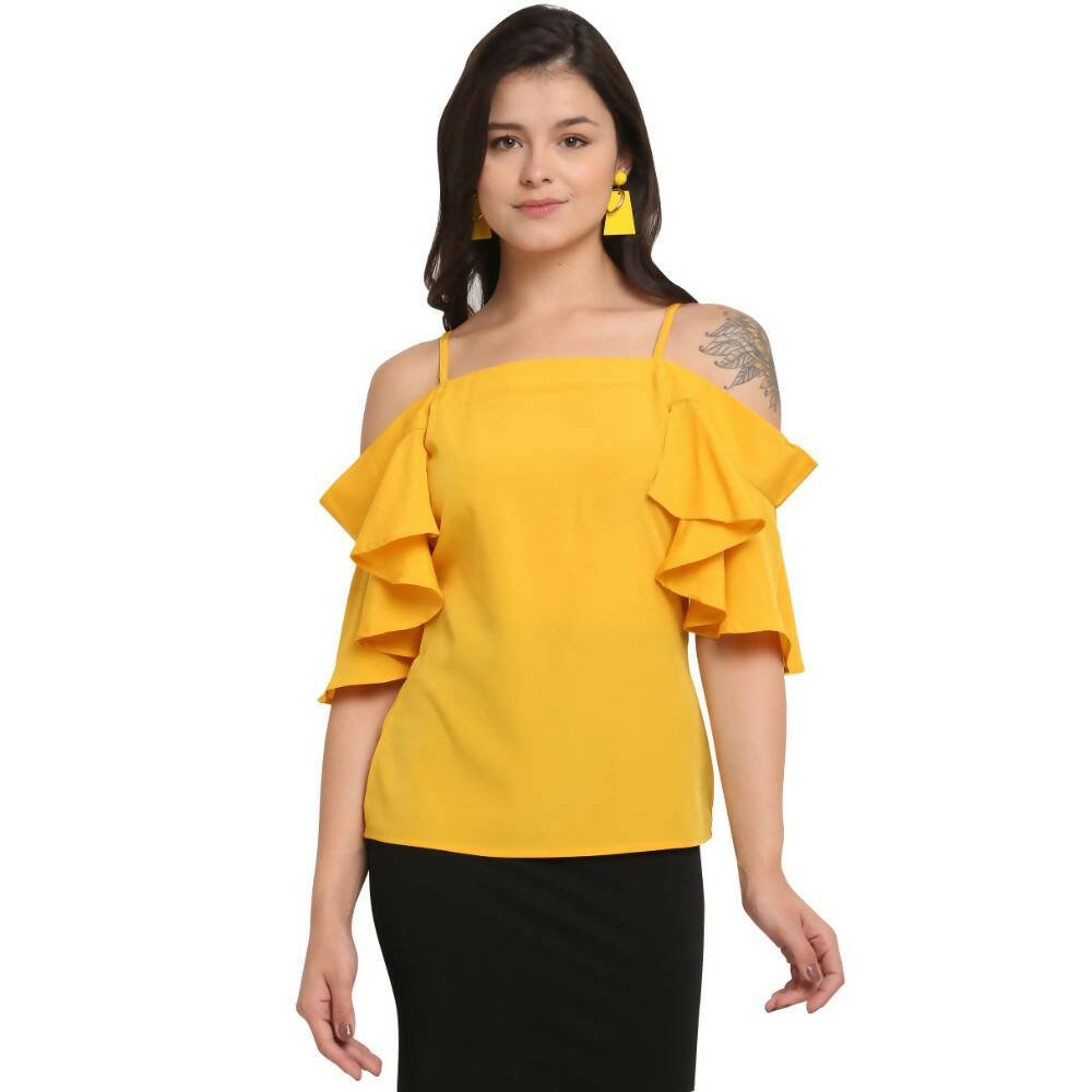 Aastha Fashion Women's Yellow Polyester Solid Casual Top - Distacart