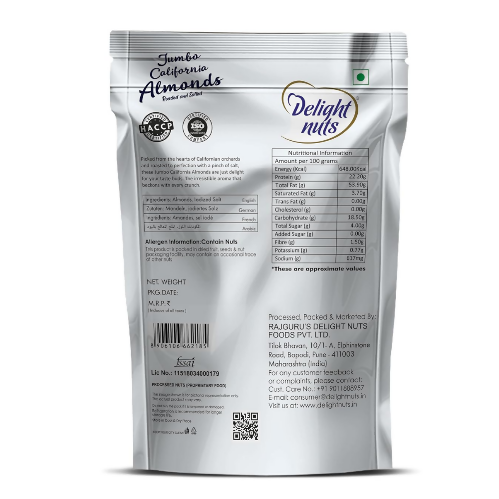 Delight nuts Jumbo California Almonds Roasted And Salted - Dista