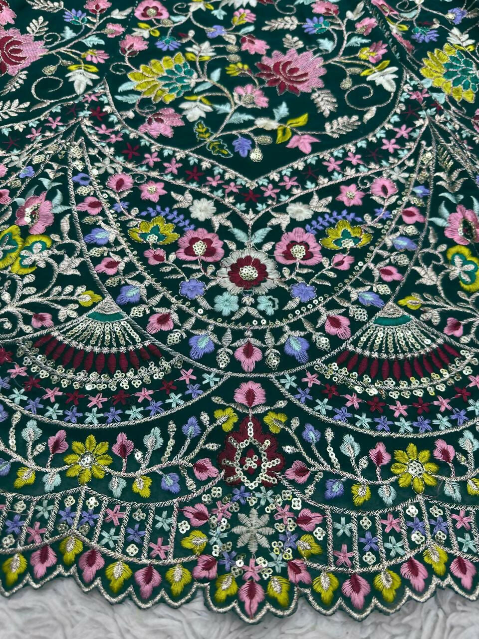 Jyoti Fashion Women's Bottle Green Faux Georgette Sequins with Thread Embroidered Designer Lehenga Choli Set - Distacart