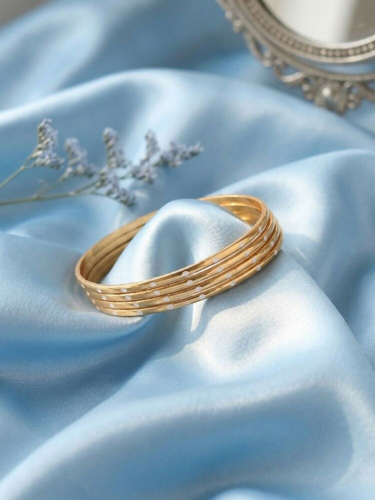 NVR Women Set of 4 Gold Plated Handcrafted CZ Studded Bangle - Distacart