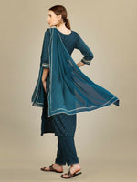 Thumbnail for Jyoti Fashion Women's Morpich Silk Blend Embroidery & Sequence work Kurta with Trouser & Dupatta - Distacart