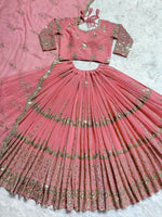Thumbnail for Jyoti Fashion Women's Baby Pink Faux Georgette 5MM Sequins with Zari Embroidered Designer Lehenga Choli Set - Distacart