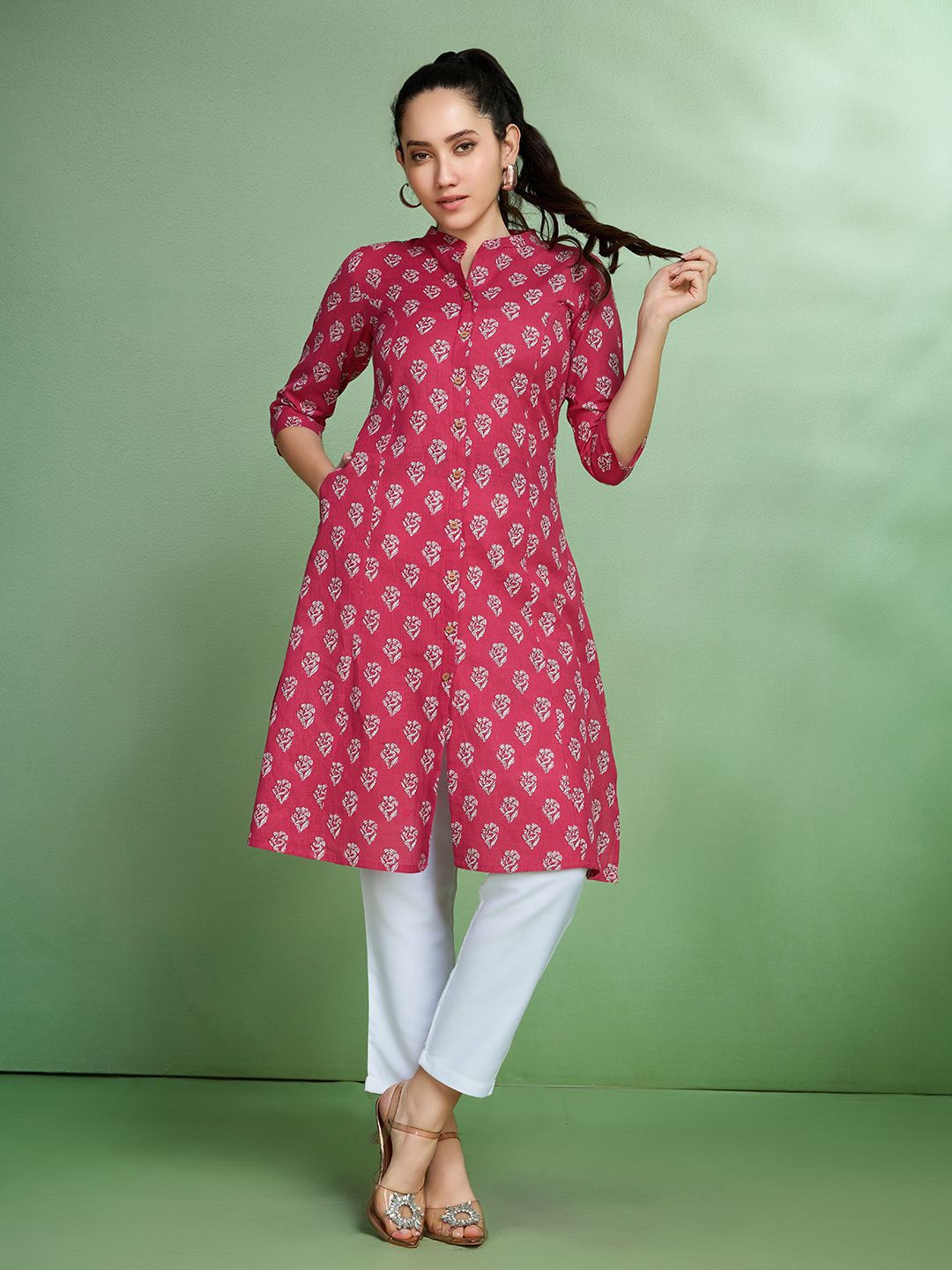 Sangria Printed Pure Cotton Kurta - Distacart