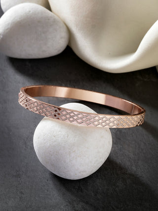 NVR Men's Rose Gold Stainless Steel Kada Bracelet - Distacart