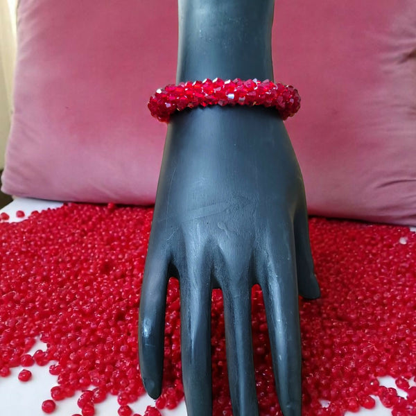 Inhanns Unisex Crystal Bloom – Adjustable Crystal Bead Bracelets - Maroon - Distacart