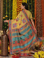 Thumbnail for Astita Linen Cotton Yellow Saree