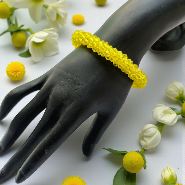 Inhanns Unisex Crystal Bloom – Adjustable Crystal Bead Bracelets - Lemon Yellow - Distacart