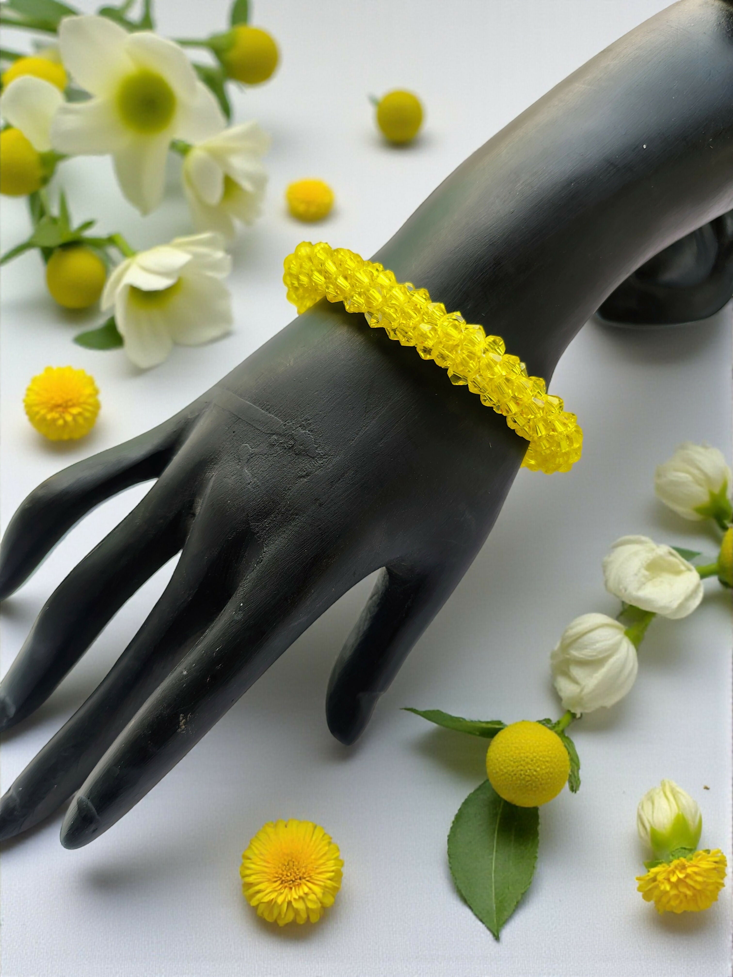 Inhanns Unisex Crystal Bloom – Adjustable Crystal Bead Bracelets - Lemon Yellow - Distacart