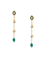 Thumbnail for Ruby Raang Green Long Kundan Dangler Earrings