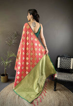 Thumbnail for Joban Fashion Orange Elephant Motif Soft Silk Banarasi silk Saree - Distacart