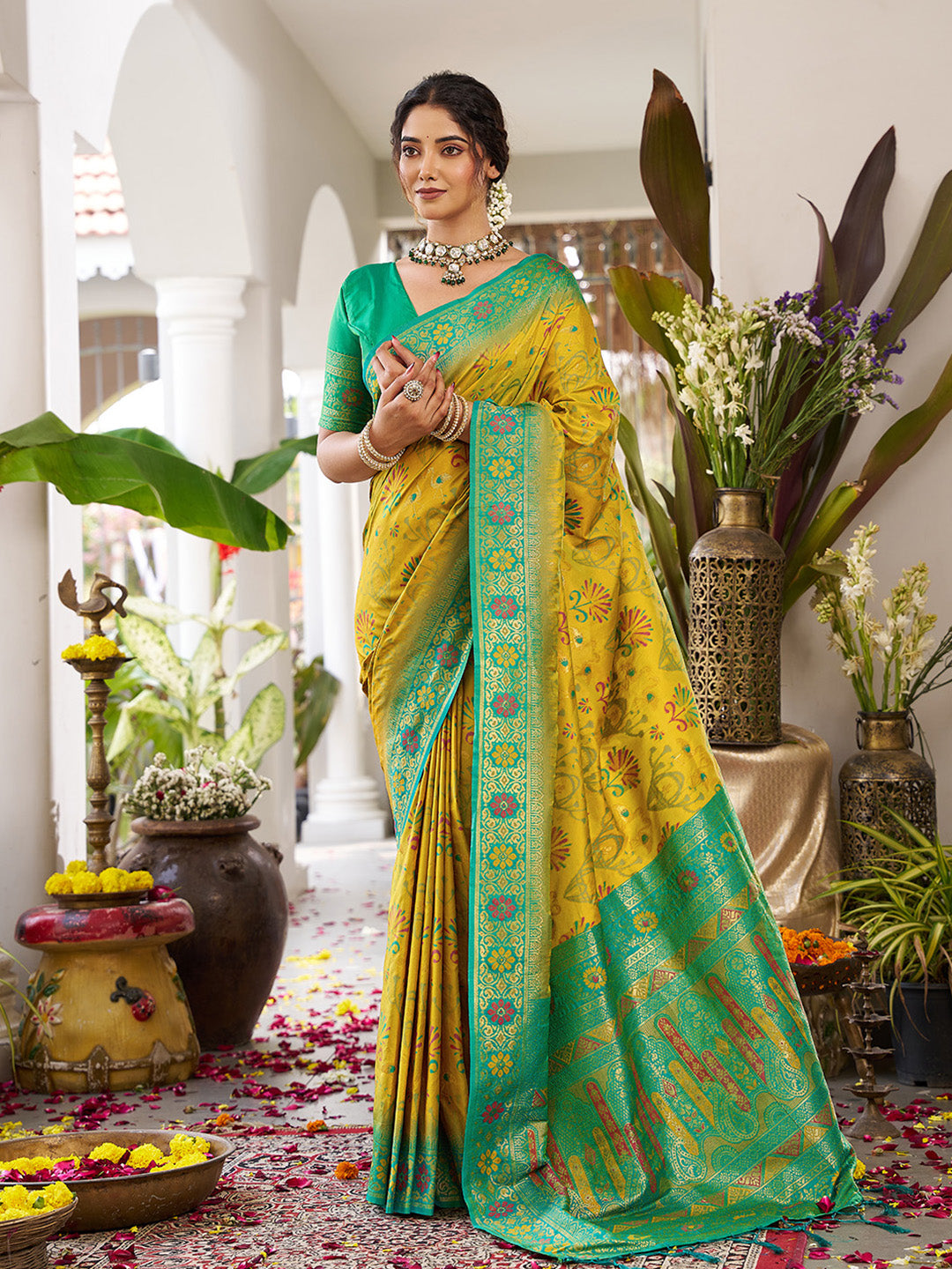 Anaita Olive Silk Woven Saree With Blouse - Distacart