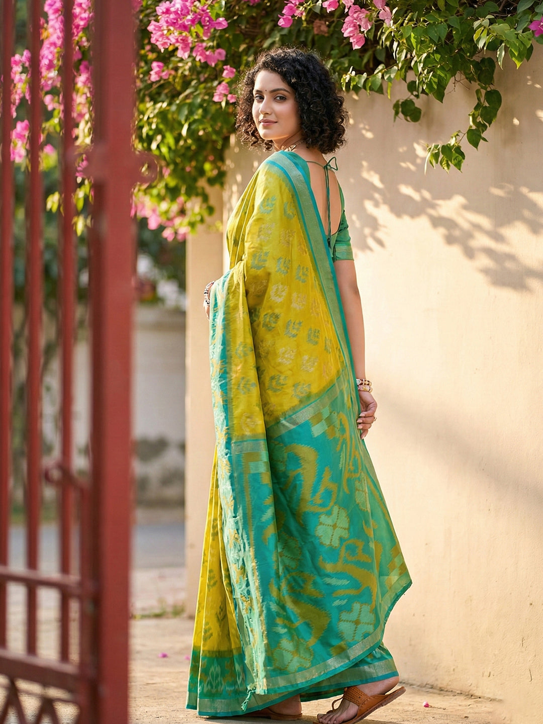 Anaita Olive Pochampally Printed Saree With Blouse - Distacart