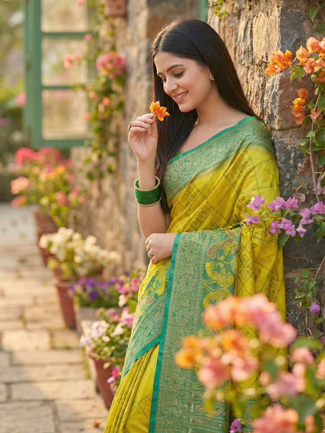 Anaita Olive Pochampally Printed Saree With Blouse - Distacart