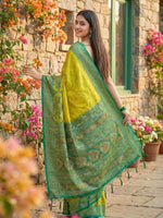 Thumbnail for Anaita Olive Pochampally Printed Saree With Blouse - Distacart