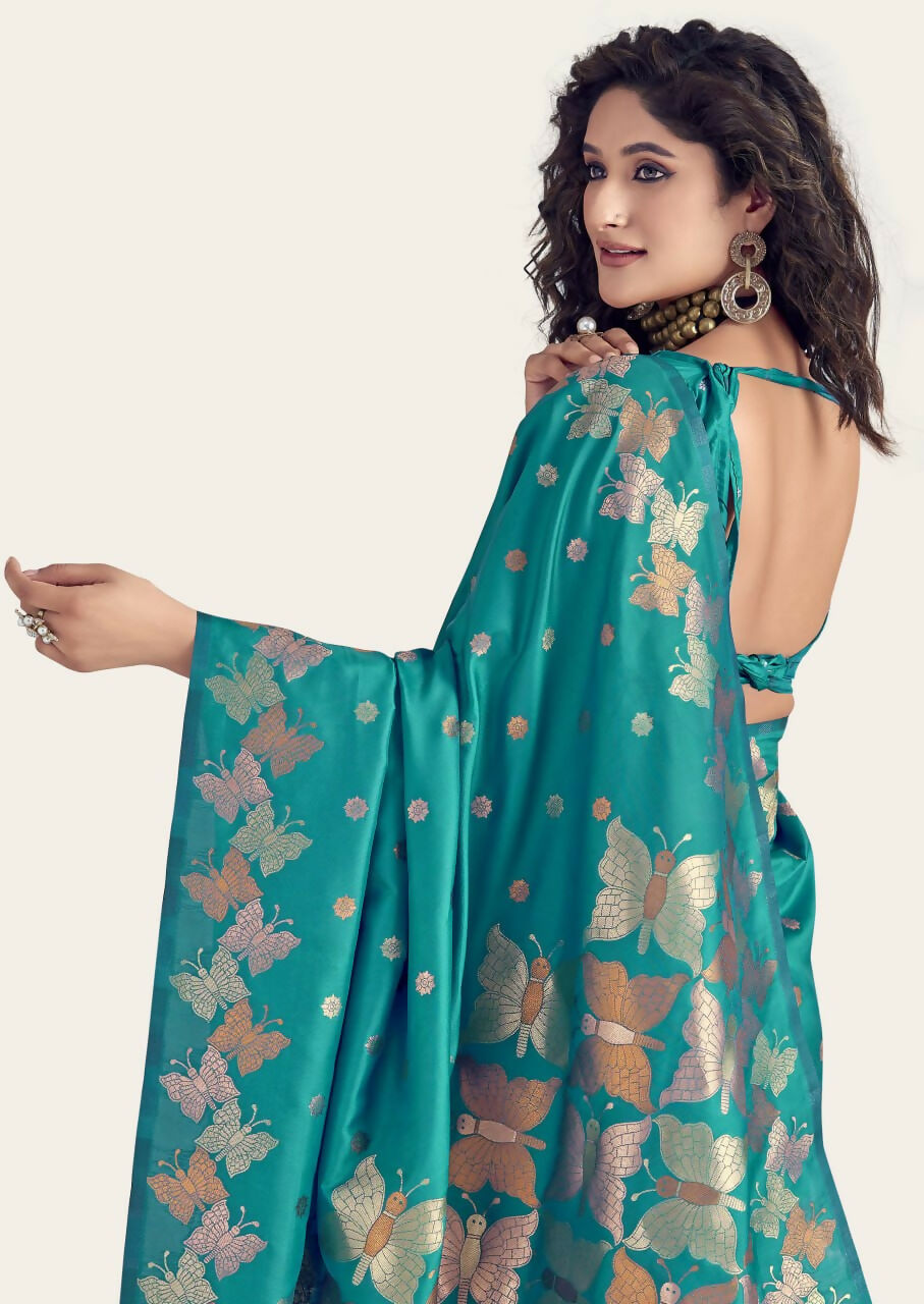 Preksha Creation Banarasi Soft Silk Women Blue Saree - Distacart