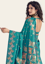 Thumbnail for Preksha Creation Banarasi Soft Silk Women Blue Saree - Distacart