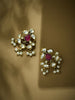 Nuyug 22K Gold-Plated Elegant Kundan & Ruby Stone Studded & Beaded Studs - Distacart